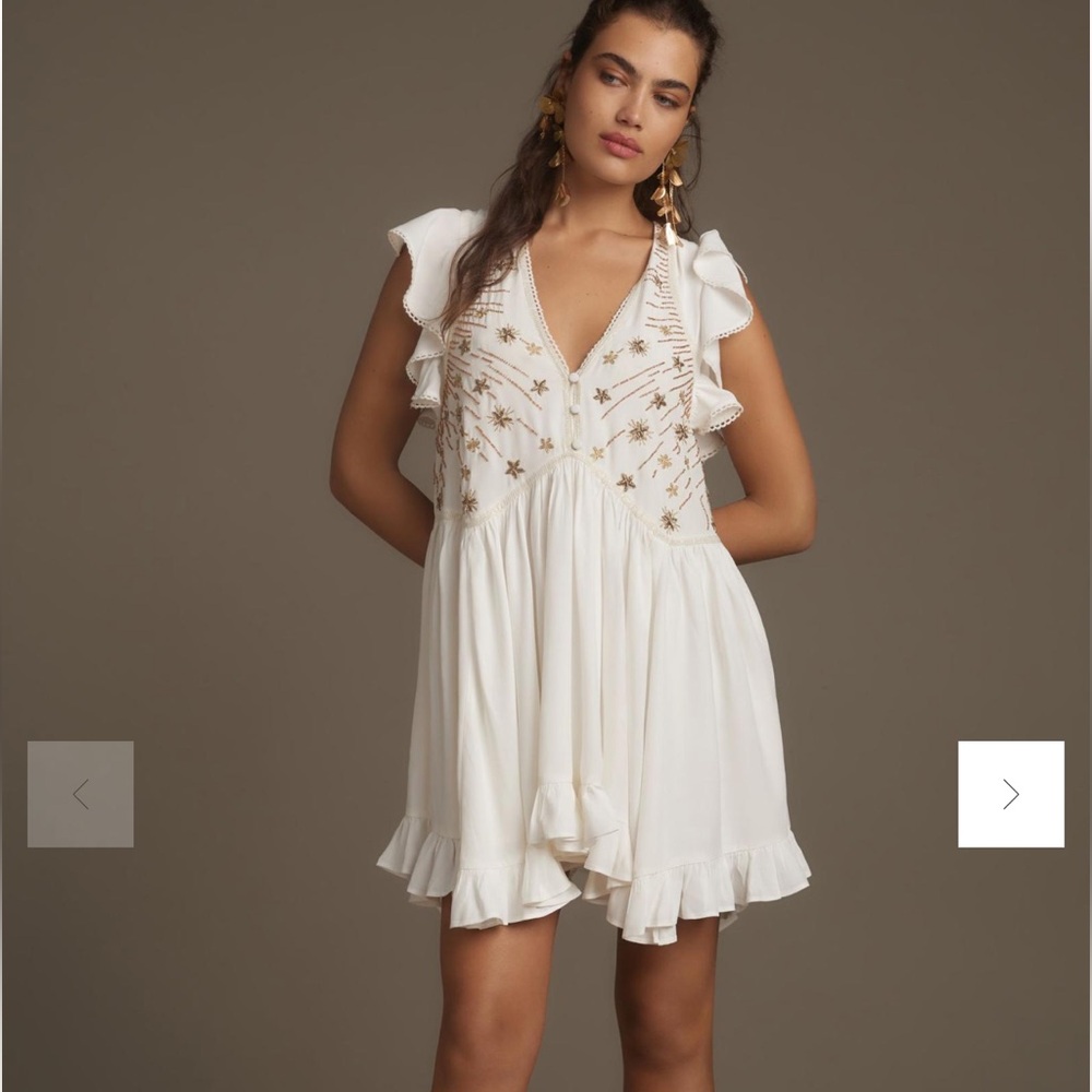 By Anthropologie‎ V-Neck Sequin Deco Swing Dress medium